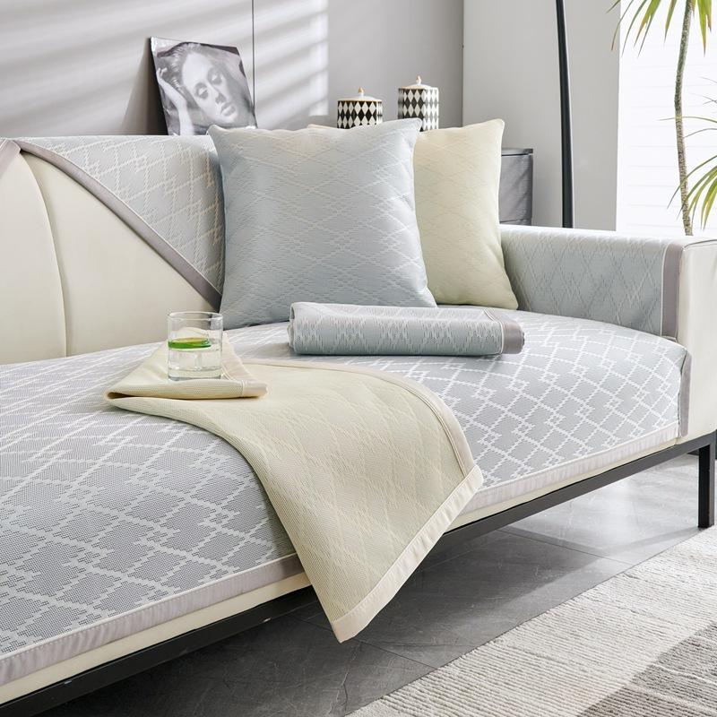 

Подушка для дивана из ледяного шелка, лето, лето, нескользящий летний коврик, подушка для ледяной подушки, универсальный легкий роскошный кожаный чехол для дивана, четыре сезона 70*70cm