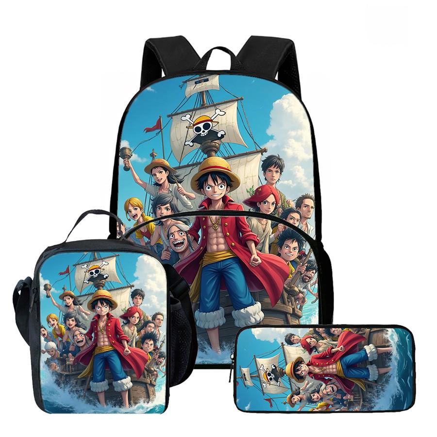 15 Inch One Piece Lightweight 3PCS School Backpack Set with Front Pocket, Lunch Bag, Pencil Case, Unisex for Boys Girls Age 6-10