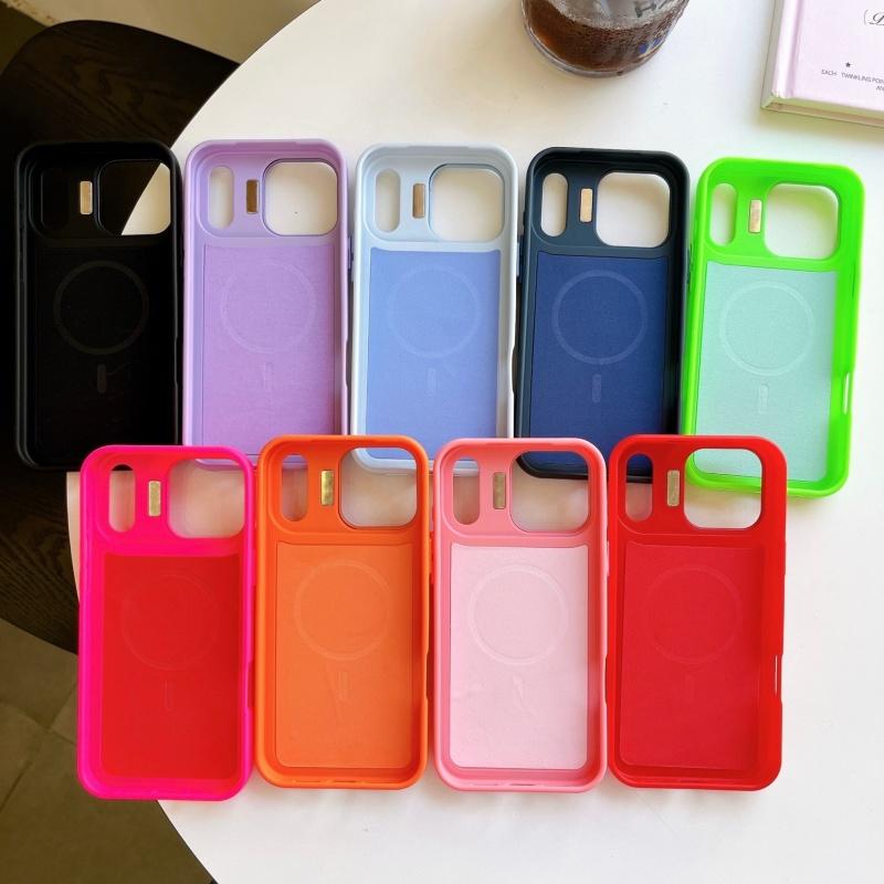 Fashion Fluorescent Candy Color Hide Lens Stand Phone Case For iPhone 17 Air 16 E 15 14 13 Pro Max Plus Bracket Anti-fall Cover