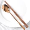Home Art Stainless Steel Spoon Set Rose Gold 2-Person Spoon and Chopsticks
