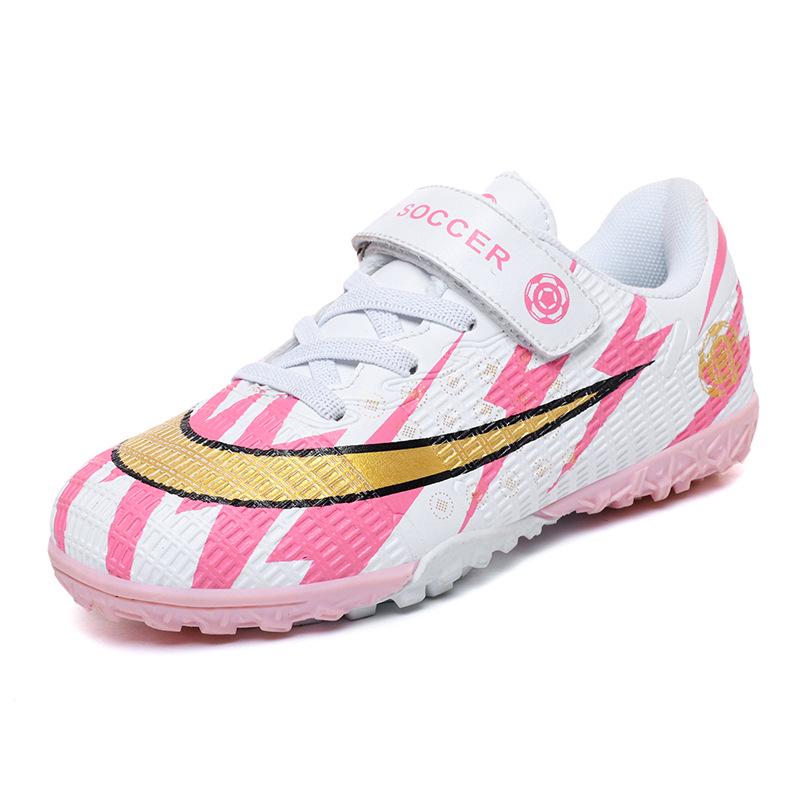 Velcro Lace-Free Soccer Shoes for Kids: Boys & Girls Training TF Studs