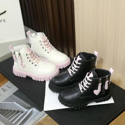 Dziewczęce buty księżniczki, podwójny zamek błyskawiczny, dziecięce buty skórzane, okrągłe noski, jesień 2025, dziecięce botki, miękka podeszwa, antypoślizgowe, modne