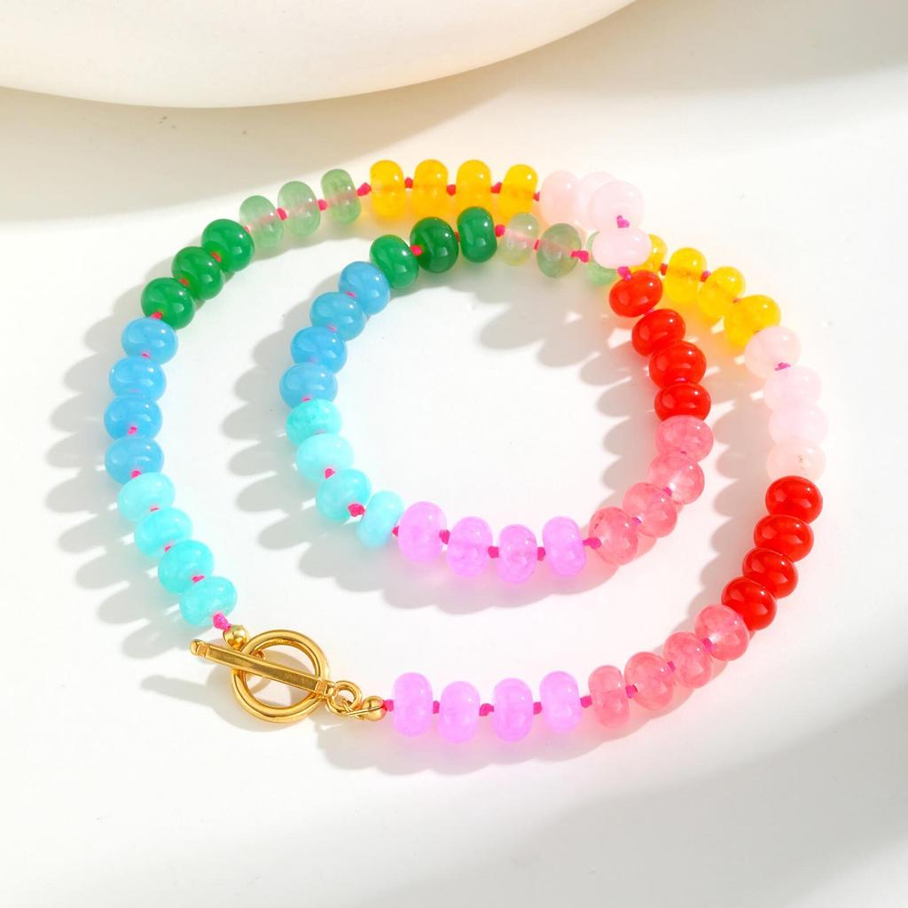 Vnox Crystal Pearl Natural Stone Luxury Necklace Women Formal Party Extra Stainless Steel OT Buckle Charm Bright Jewelry Choker