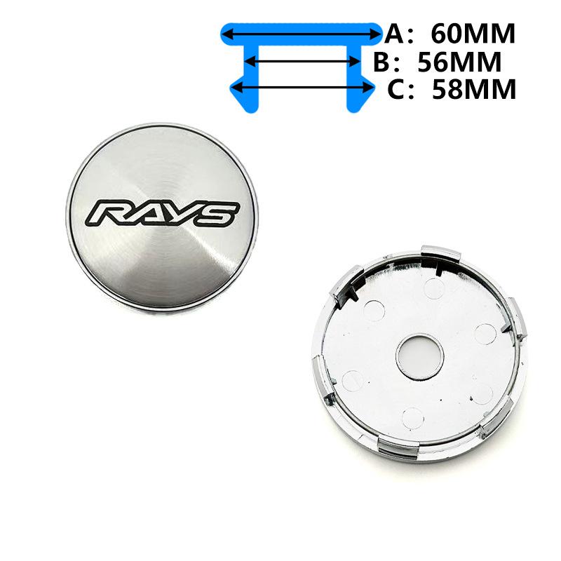 RAYS Wheel Hub Cap: 60MM Outer, 56MM Inner, 68MM Center, RAYS Logo