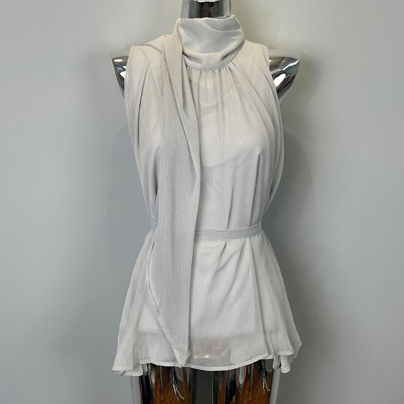 Korea Dongdaemun New Arrival Hyun Ji Style Sleeveless Shirt Dress One Size