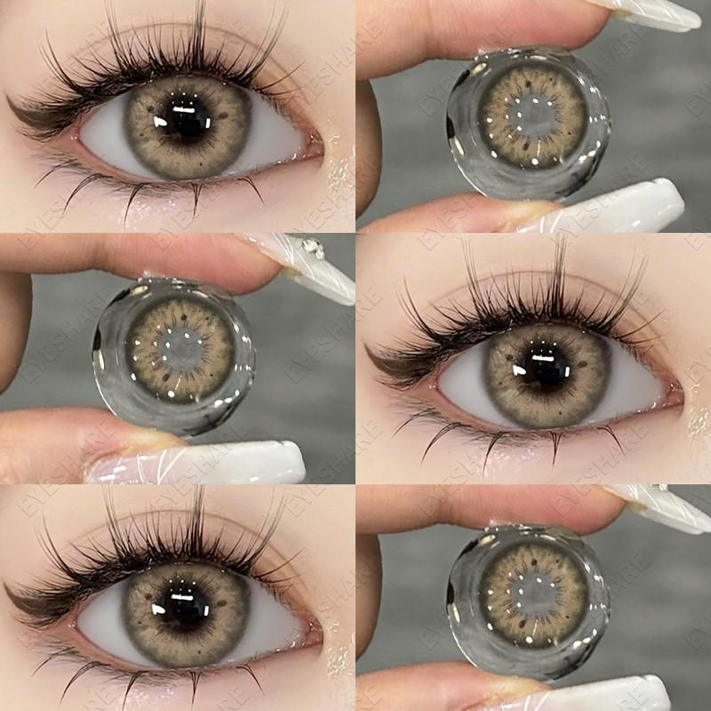 EYESHARE 1 Pair Colorful Contact Lenses 0.00~ -6.00 Myopia Prescription Brown Natural Lenses Yearly Beauty Pupils