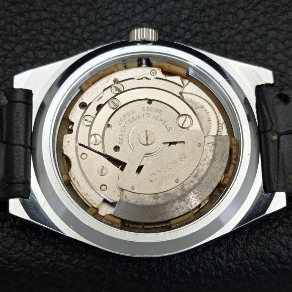 VINTAGE REFURBISHED SEIKO 5 AUTOMATIC 6309A JAPAN MENS BLACK WATCH A440885-9 Sk-a440885-1