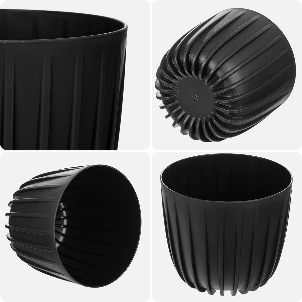 KADAX Blumentopf Übertopf Pflanzgefäß 12,5cm Rund Kunststoff Pflanzenständer Schwarz