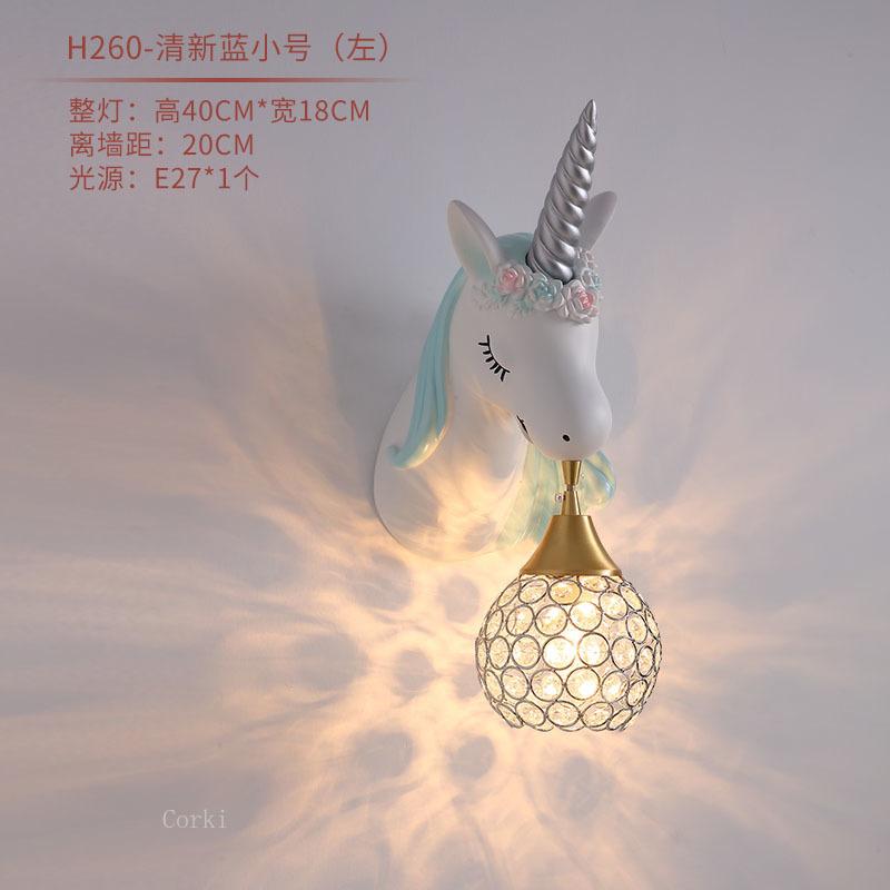 Nordic Simple Lovely Unicorn Led Wall Lamp Bedroom Bedside Lamp Girl Pink Creative Room Sconce Wall Lights Cartoon Unicorn Lamp