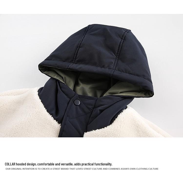 Men's Lambswool Cotton Winter Coat: Plus Velvet, Thickened, Plus Size, Youth Workwear Fleece Outerwear