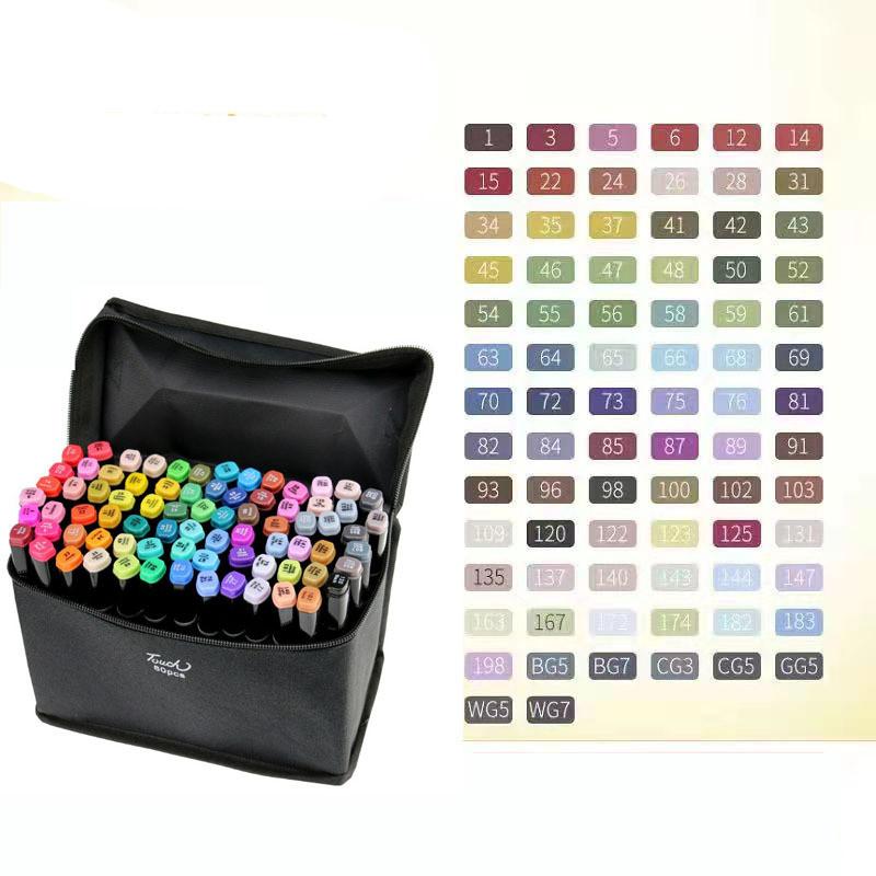 12/18/24/30/36/48/60/80 Colors Double Headed Oily Marker Set Alcohol Based Sketch Drawing Graffiti Art Marker For Manga School Art Supplies