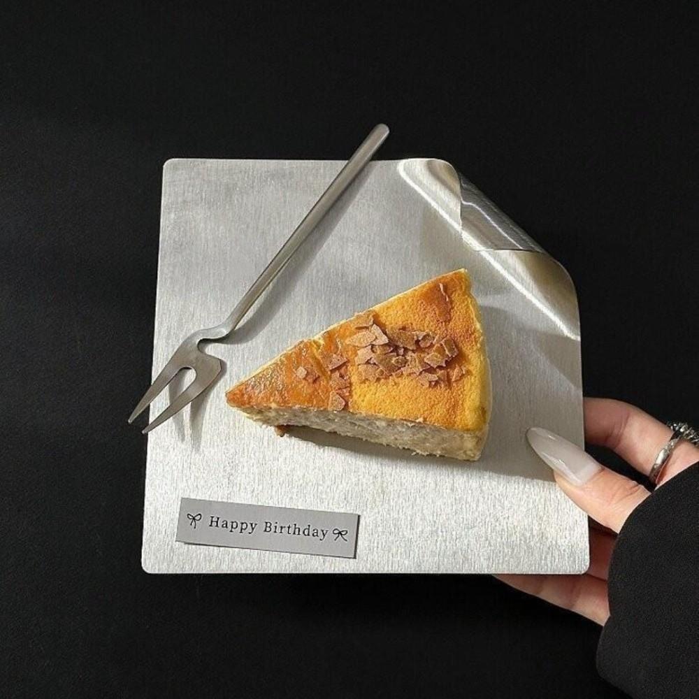 Square Round Serving Tray Stainless Steel Baking Dessert Tray Coffee Tray Kitchen Tableware