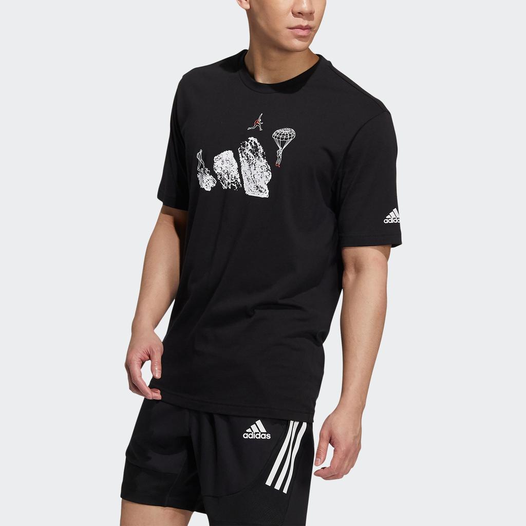 Adidas Jump Gfx Graphic Print Loose-Fit T-Shirt Men Tops Black H20795