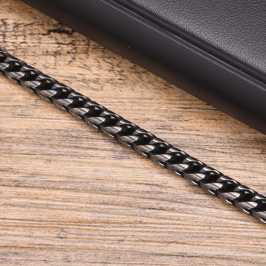 Vnox Vintage Mens Stainless Steel Bracelets Double Layered Round Curb Chain Wristband Oxidized Viking Punk Jewelry