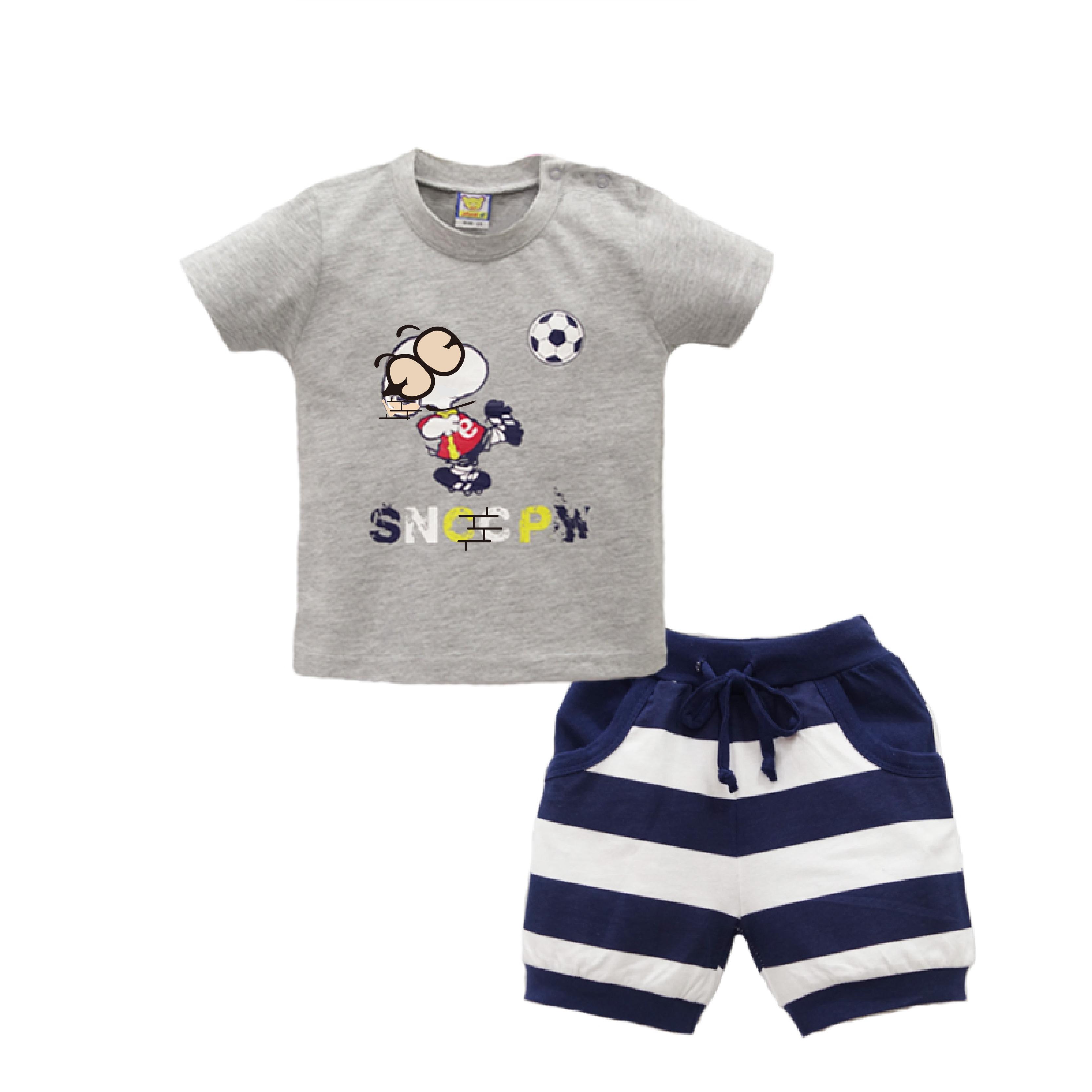 

Детский комплект из 2 предметов для маленьких мальчиков и девочек, брюки с короткими рукавами, футболка, костюм, летняя хлопковая одежда с героями мультфильмов 12M серый