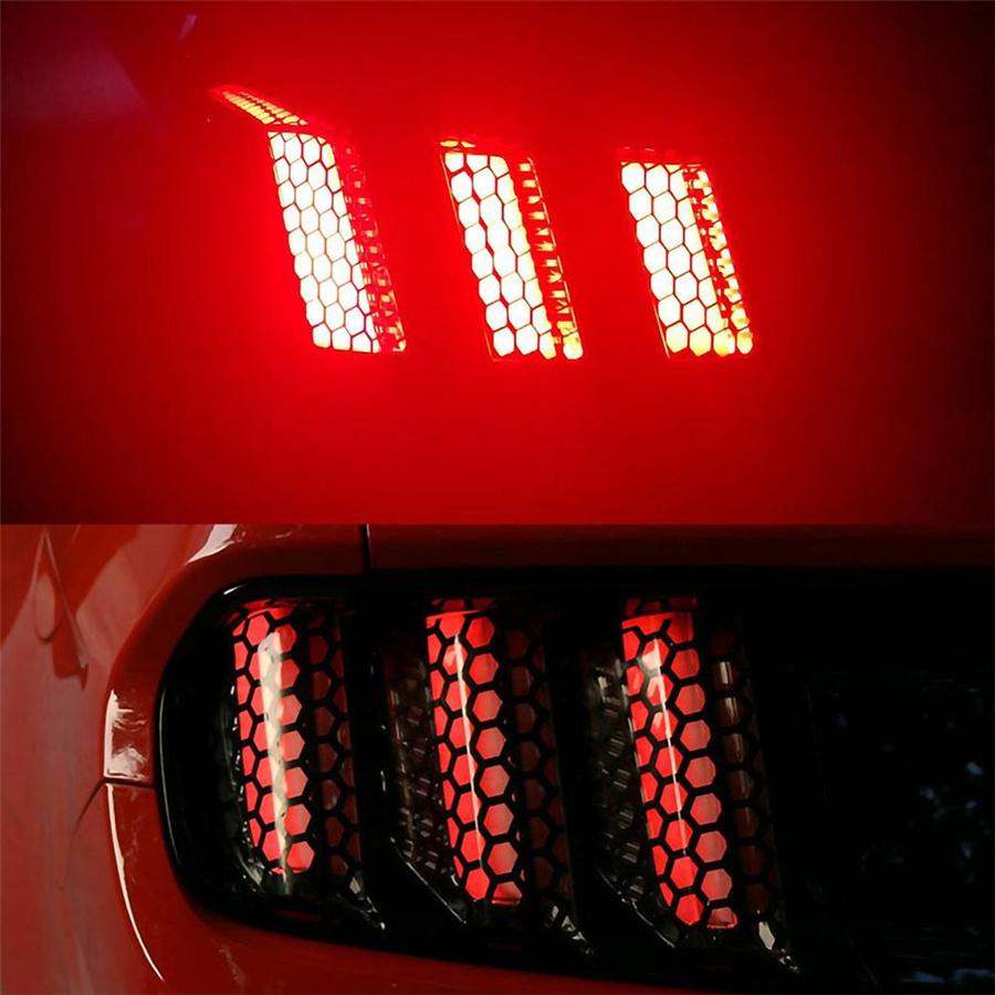Black Car Rear Tail Light Cover Honeycomb Sticker Tail-lamp Decal Accessories