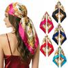 90cm Women's Retro Saddle-Print Silk Head Scarf - Versatile European & American Style