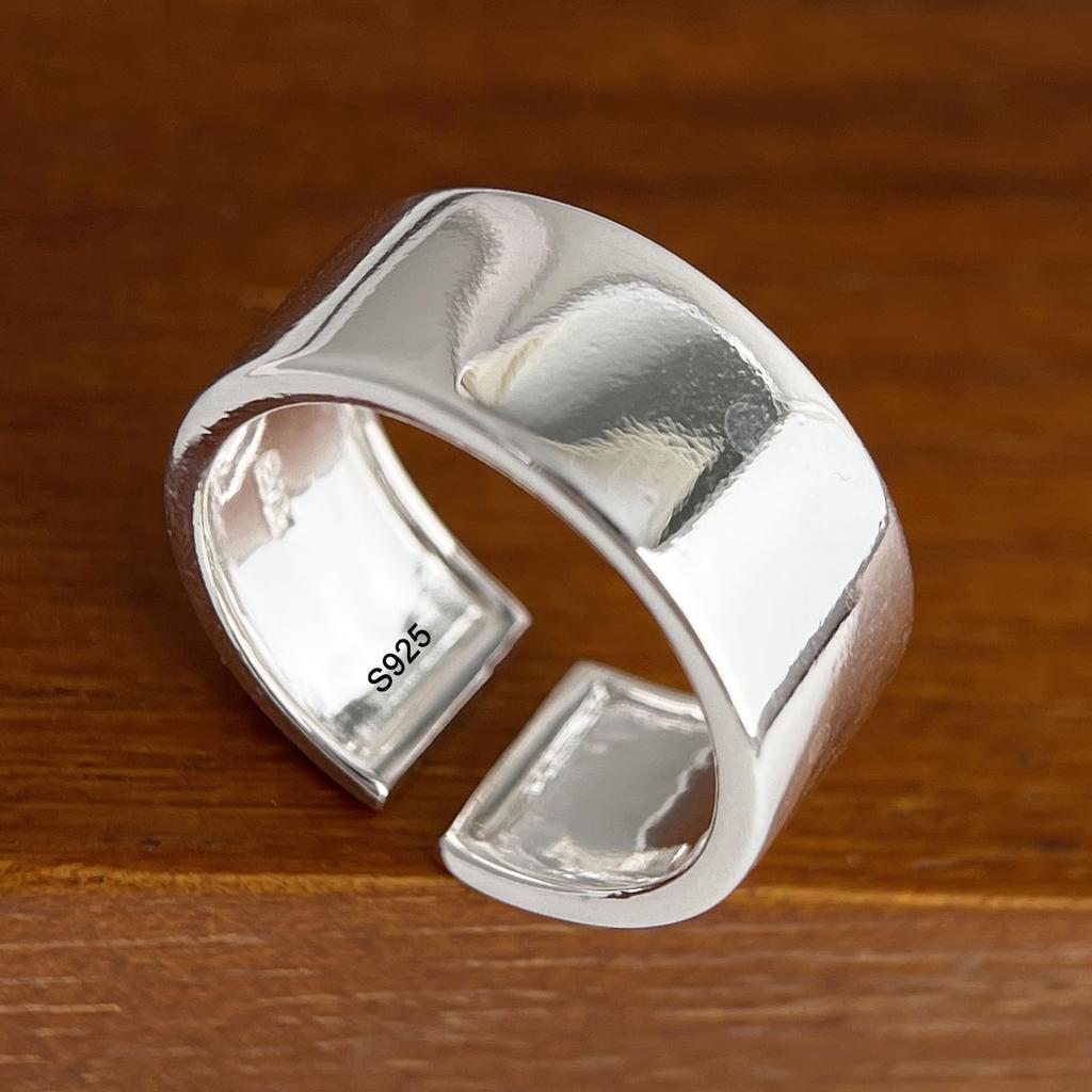 925 Sterling Silver Rings for Women Couple Minimalist Handmade Simple Wide Cross Line Ring Fine Jewelry Gift Prevent Allergy