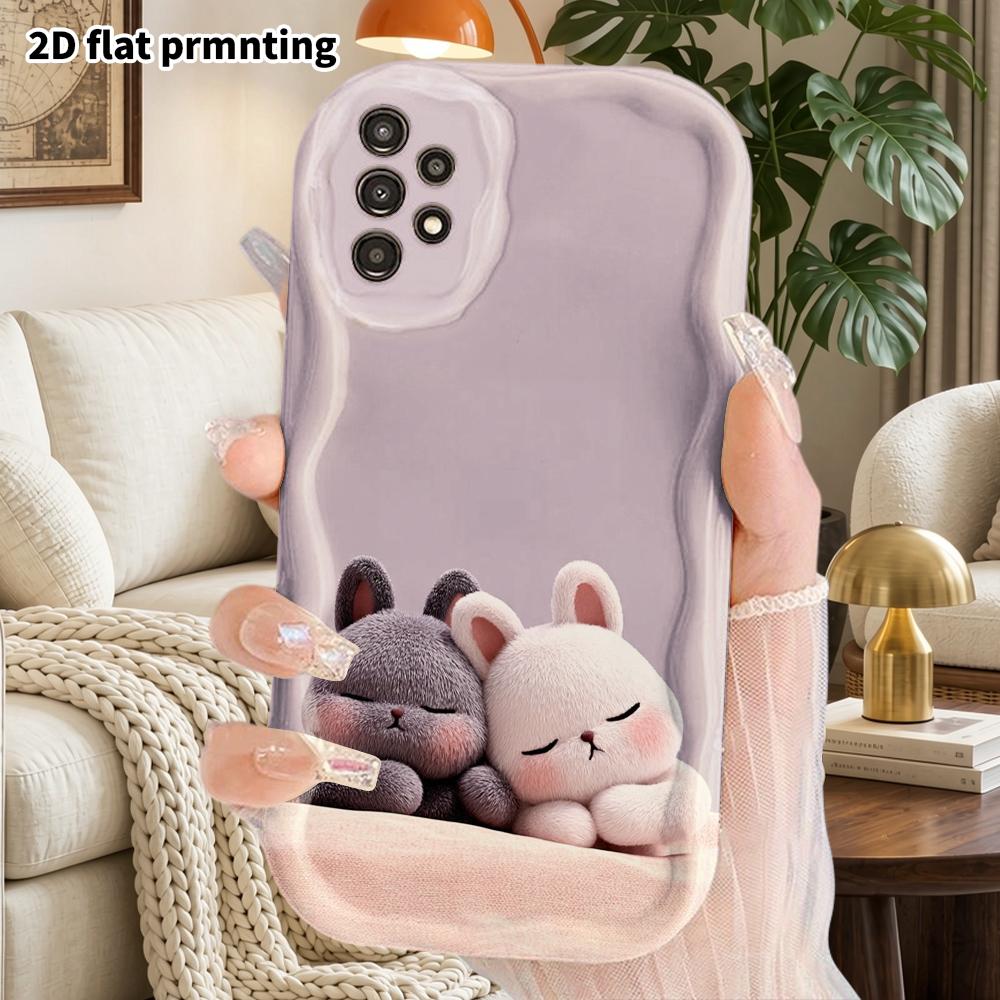 Phone Case: 2D Flat Samsung Galaxy A34 A35 M05 M06 S20 S22 S21 FE Plus 5G Protective Case, Couple Style, Two Little Rabbits, Christmas and Halloween G