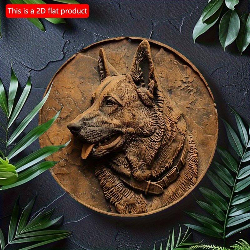 2D Flat 20*20cm1pc German Shepherd Wooden Wall Art Decor, Weather-Resistant Outdoor Indoor Sign, Lifelike Dog Design Decor, Pre-Drilled for Easy