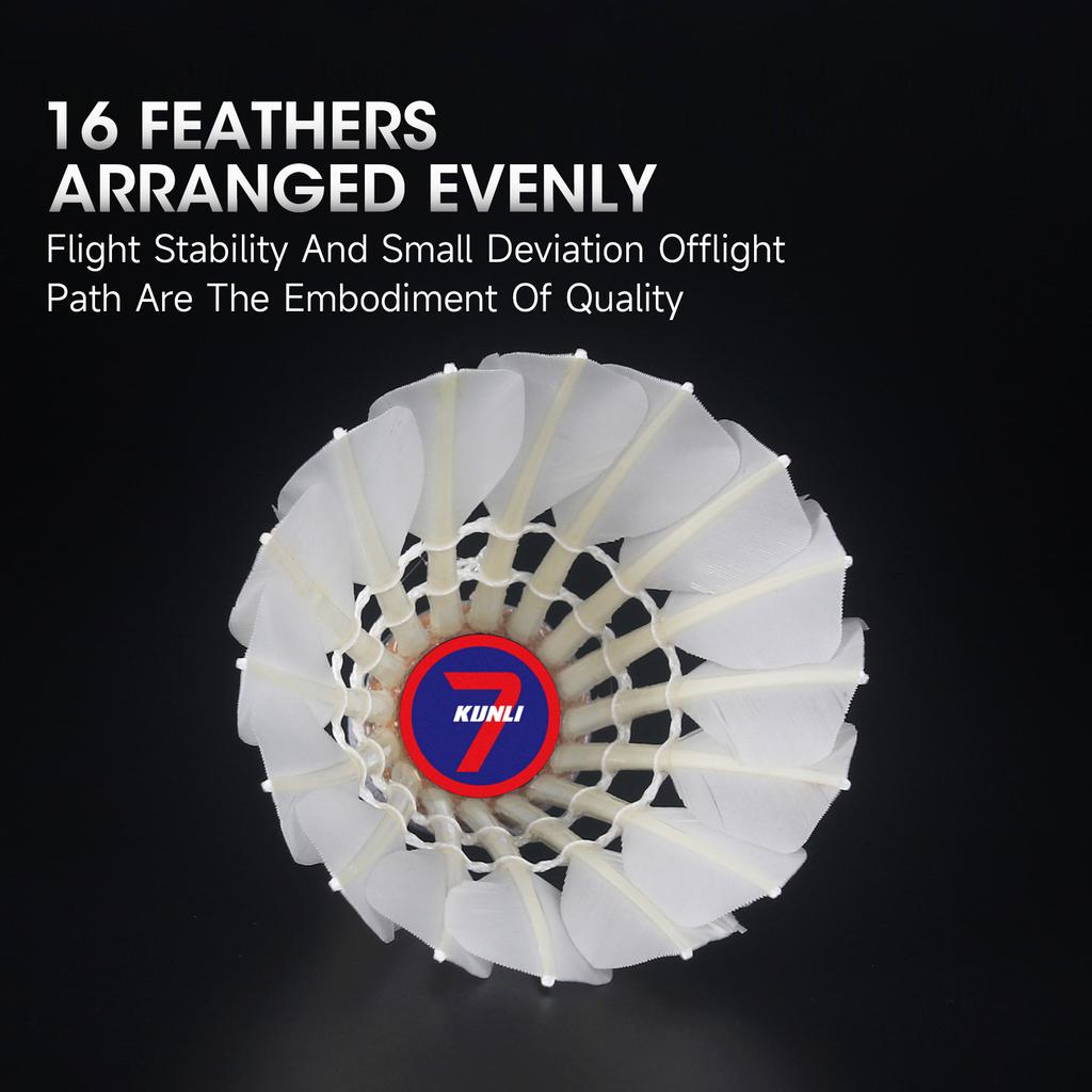 Kunli Badminton Shuttlecocks Duck Feather with Great Durability Stability for Professional Competition Or Training Indoor Sports