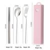 304 Stainless Steel 3-Piece Cutlery Set: Spoon, Fork, Chopsticks with Portable Storage Box for Students & Outdoors