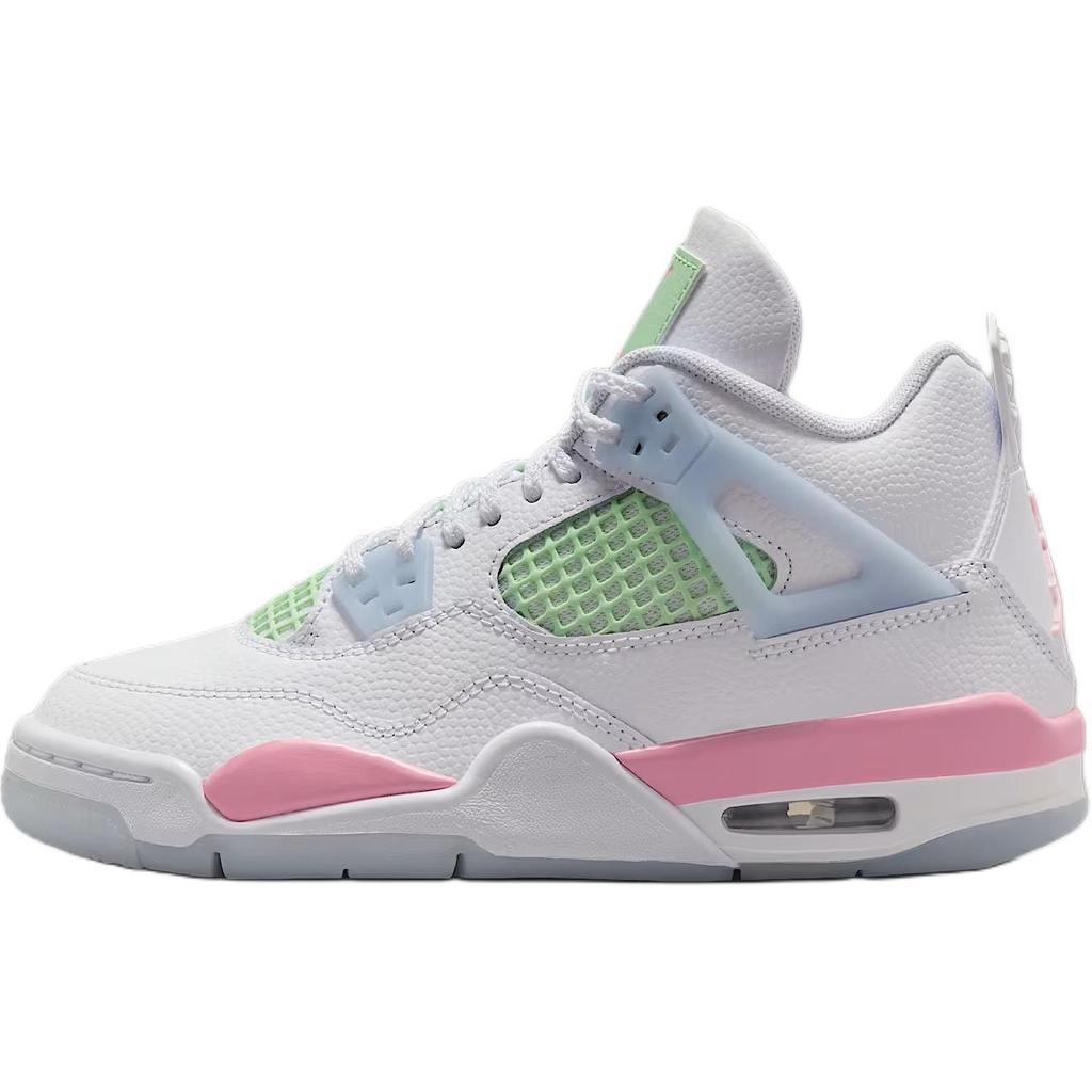 Jordan Air Jordan 4 Mid Top Children's Basketball Shoes White/Pink/Green Unisex IB7068-100