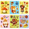 6 Thanksgiving Puzzle Stickers Autumn Harvest Festival Mushroom Squirrel Parent-Child Interactive Educational Toys Change