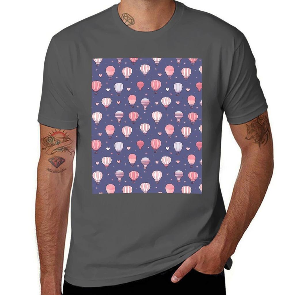 Hot Air Balloon Pattern Cute Colorful Vintage Retro T-Shirt t shirts for man graphic tees t shirt man plain T-Shirt