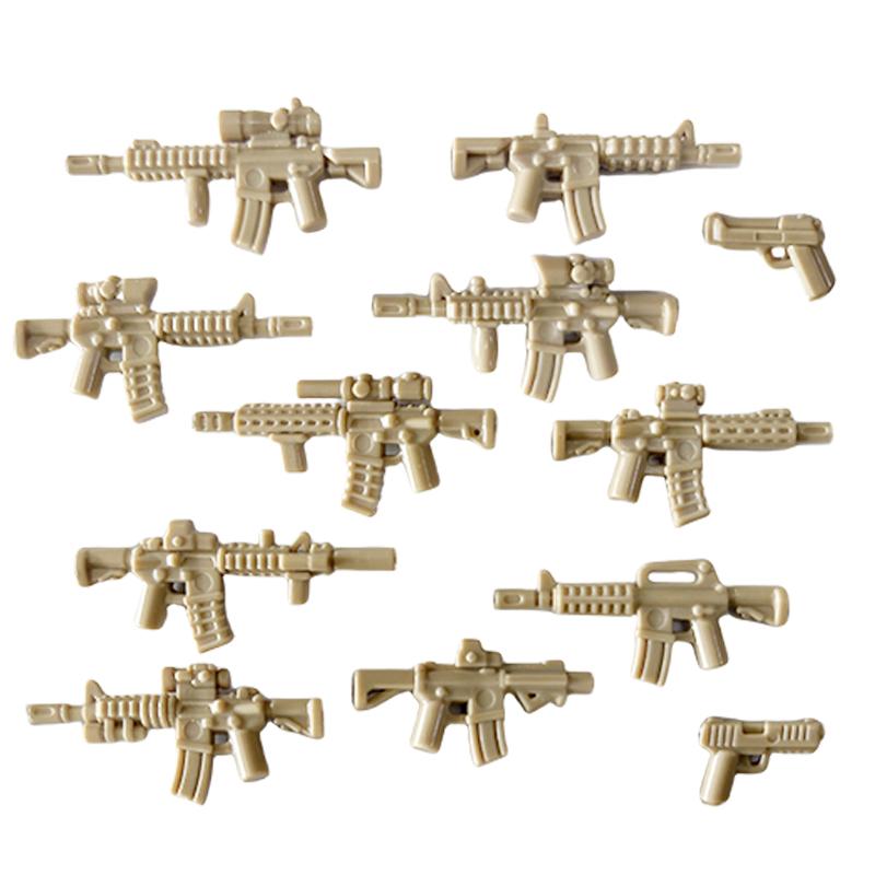 Military WWII Weapons Building Blocks Soldier Figure Toy Gatling M2 Heavy Machine Gun NSV M19 Box Rifle Bullet Chain Mortar K045