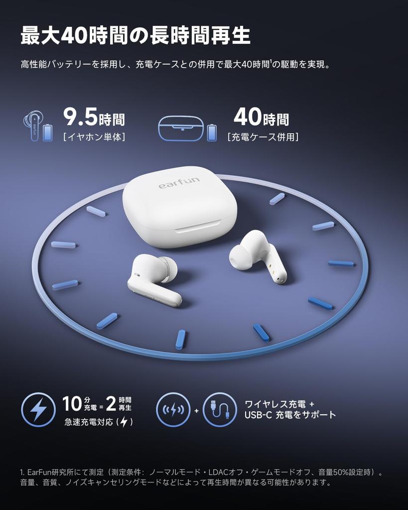 2025 SUMMER Gold Award EarFun Air Pro 4i Wireless Bluetooth 50dB Hybrid LDAC 3D 11mm Titanium Composite Diaphragm 40 Hours of AI Wireless IP55