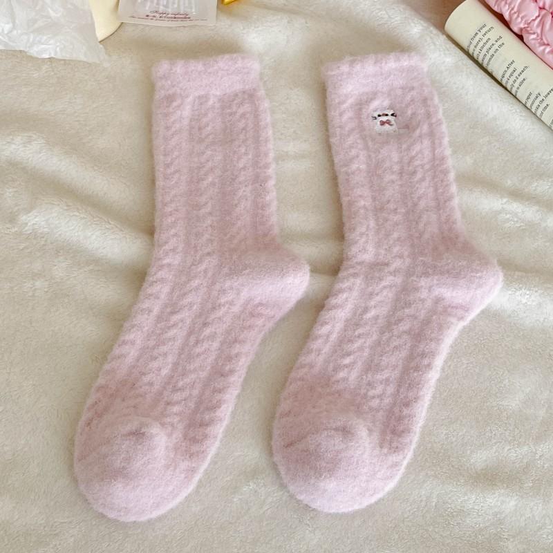 Cute Socks Medium Tube Socks Thickened And Plush Warm Cartoon Cute Three-Dimensional Kitten Plush Socks Sleeping Socks