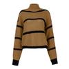 Women's Casual Striped Long Sleeved Half Turtleneck Sweater