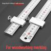 Exclusive Stainless Steel Straight Ruler with Positioning Block and Scribing Limiter - 15/20/30/40cm for Woodworking