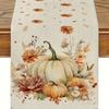 1 Chemin de table Citrouille Saisonnière Polyester Coton Durable Résistant à l'eau pour Décoration Intérieur Extérieur Ambiance Automnale Charmante