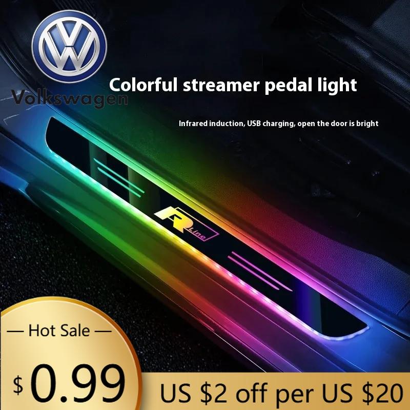 For VOLKSWAGEN VW Car Telecontrol LED Welcome Light Threshold Atmosphere Lamp For Volkswagen R Line Touareg Arteon Tiguan Jetta