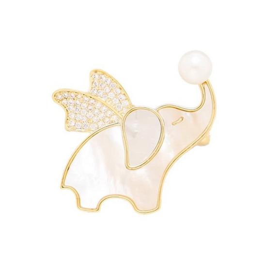

Women Brooch Flying Elephant Design Lapel Pin with Rhinestones Faux Pearl Decor Non-Slip Buckle Scarf Badge Clothing Bags Accessories Elephant