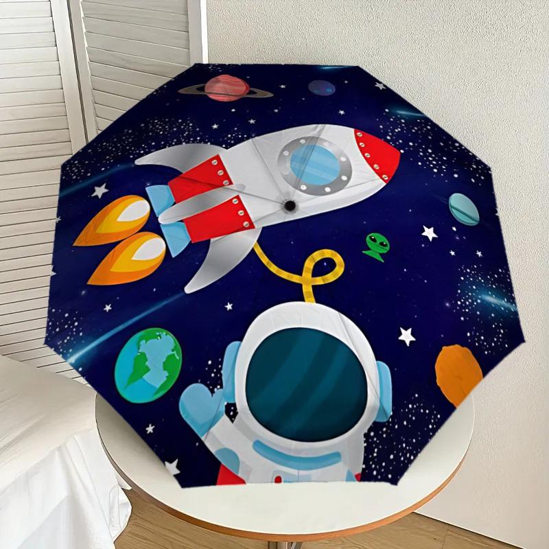 

1pc Rocket Ship Automatic Folding Umbrella, Heavy-Duty 8-Rib Construction, Perfect for Everyday yy251114136