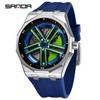 Sanda Men's Waterproof Alloy Car Wheel Design Silicone Wristwatch
