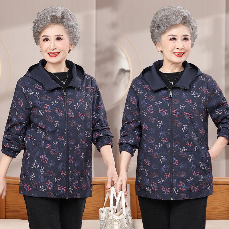 

2026 Fashion Slimming Plus Size Printed Hooded Women s Jacket - Spring/Autumn 5XL (for 145-165 kg) синий