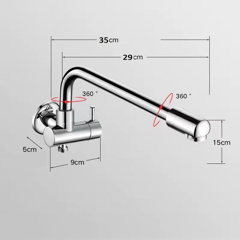 Baterie Neagră Monocomandă pentru Apă Rece Cupru Montată pe Perete Rotativă 360 Baterii Lavabo Baie Robinet Piscină Mop Balcon Exterior Argintiu Robinet Invizibil