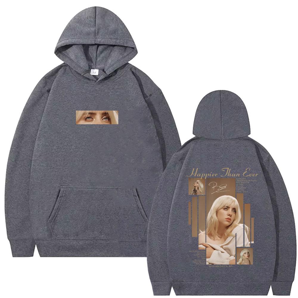 Happier Than Ever Hoodie Men Women Fashion Pop Music Pullover Hoodies Man Vintage Hip Hop Oversized Fleece Cotton Tracksuit