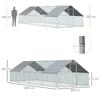 Garden Chicken Coop with Galvanized Frame, Waterproof Cover and Hexagonal Netting, 3x8x2 M, Silver