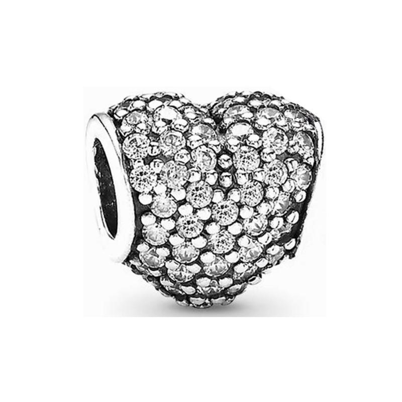 Europeans DIY Angel Mom Heart Sparkling Paw Print Cherry Blossom Charm Beads Fit Original Silver Bracelet Jewelry