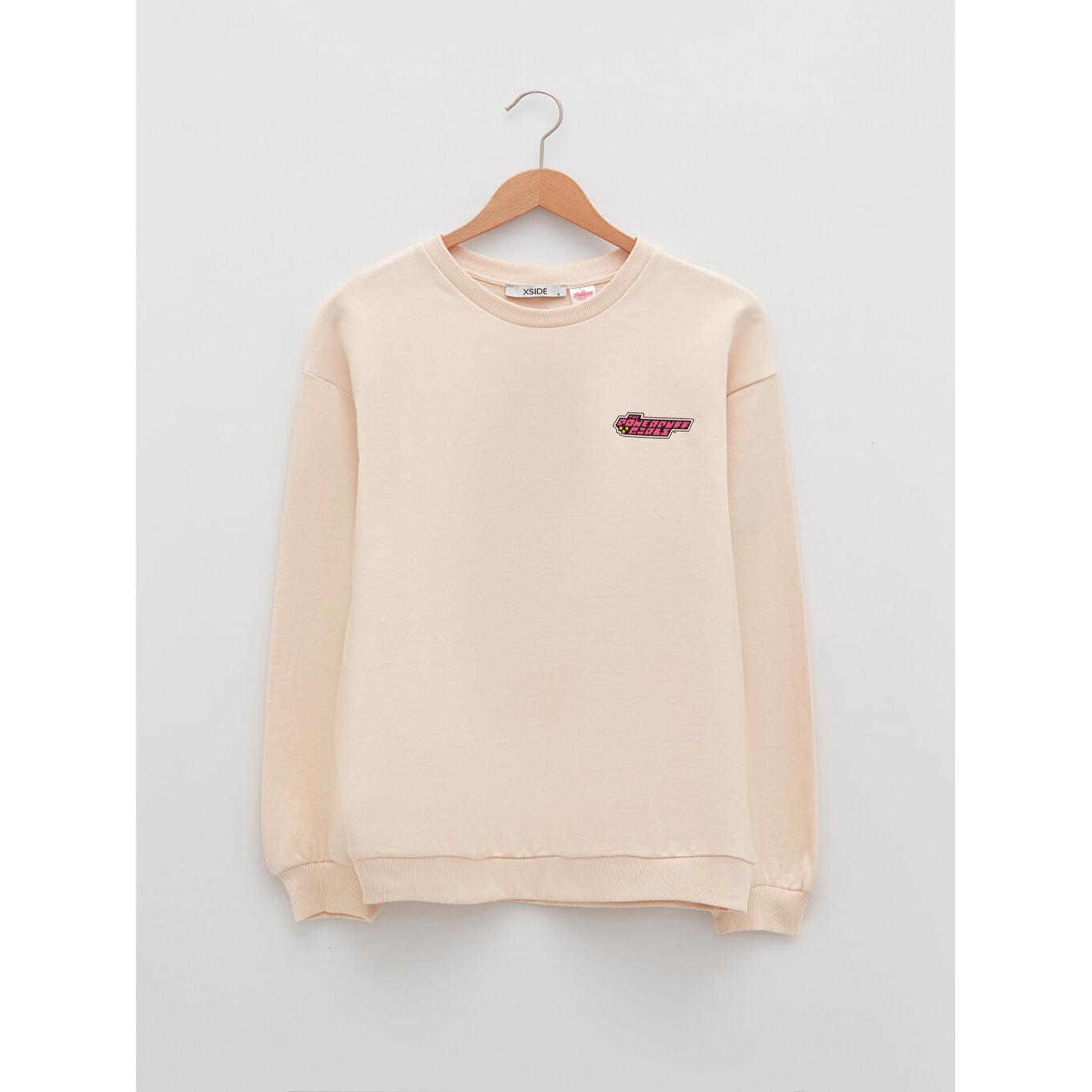 

XSIDE Crew Neck Powerpuff Girls Печатная женская толстовка с длинным рукавом Бежевая