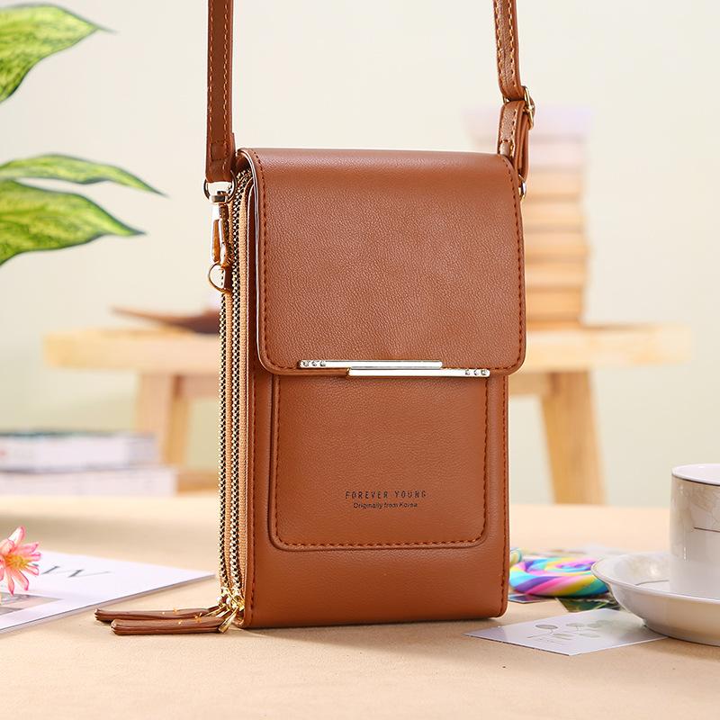 Touch screen mobile phone bag women's popular small crossbody small bag for mobile phones fashionable wallet vertical