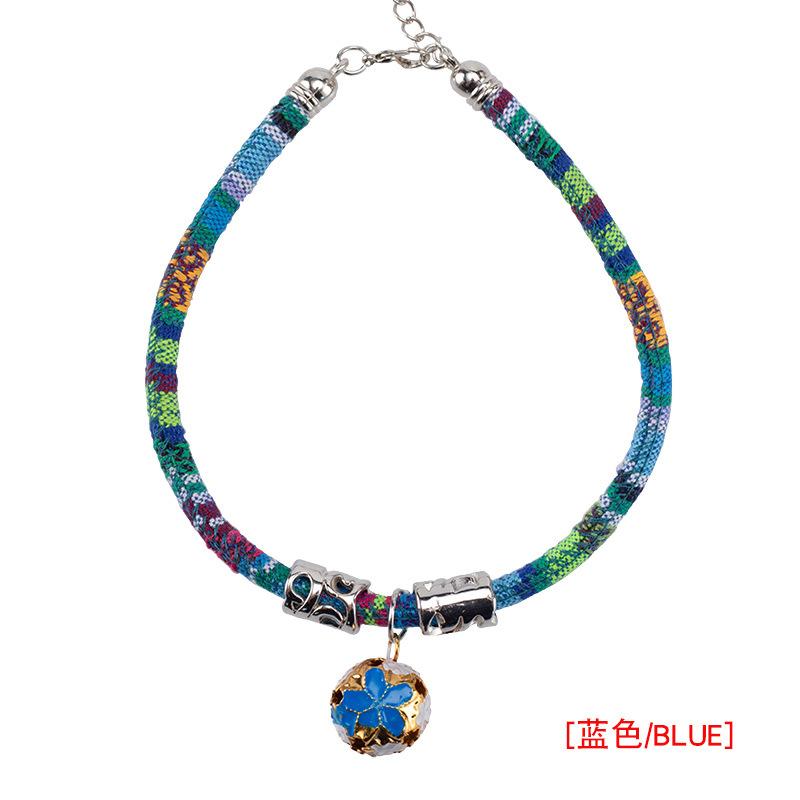 Bohemian Style Cat Collar with Bell, Ethnic Pattern Pet Neck Accessory