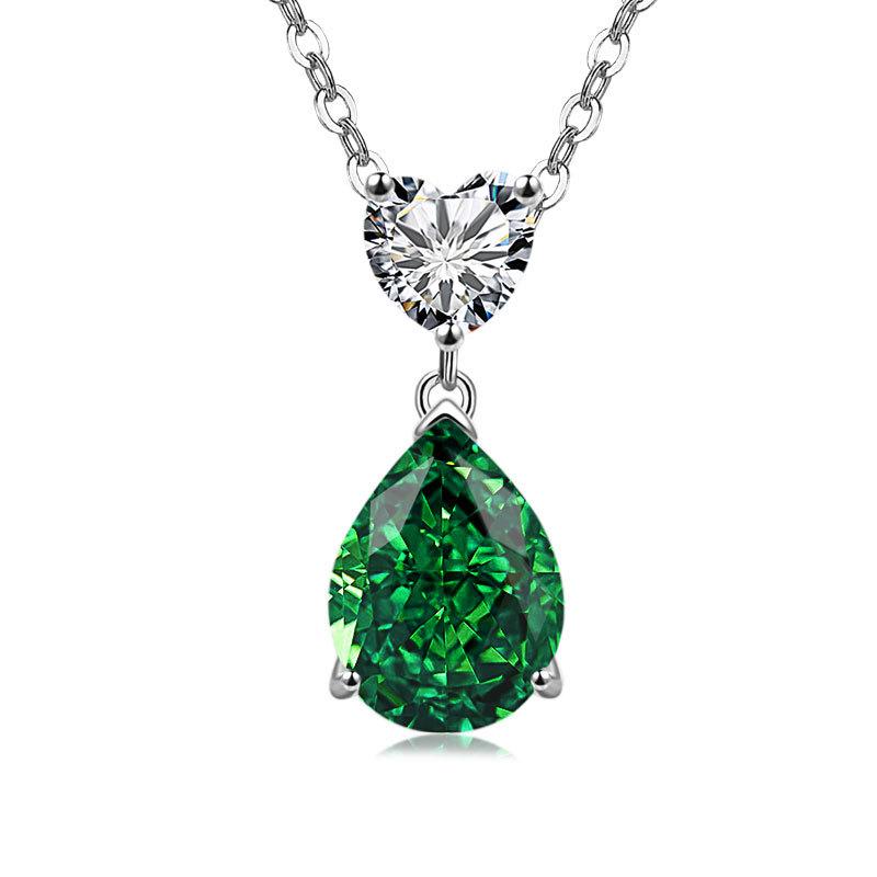 Jewelry Temperament Warm Sun Water Drop Necklace Ice Flower Cut Zirconium Platinum Plated 925 Silver Pendant Necklace