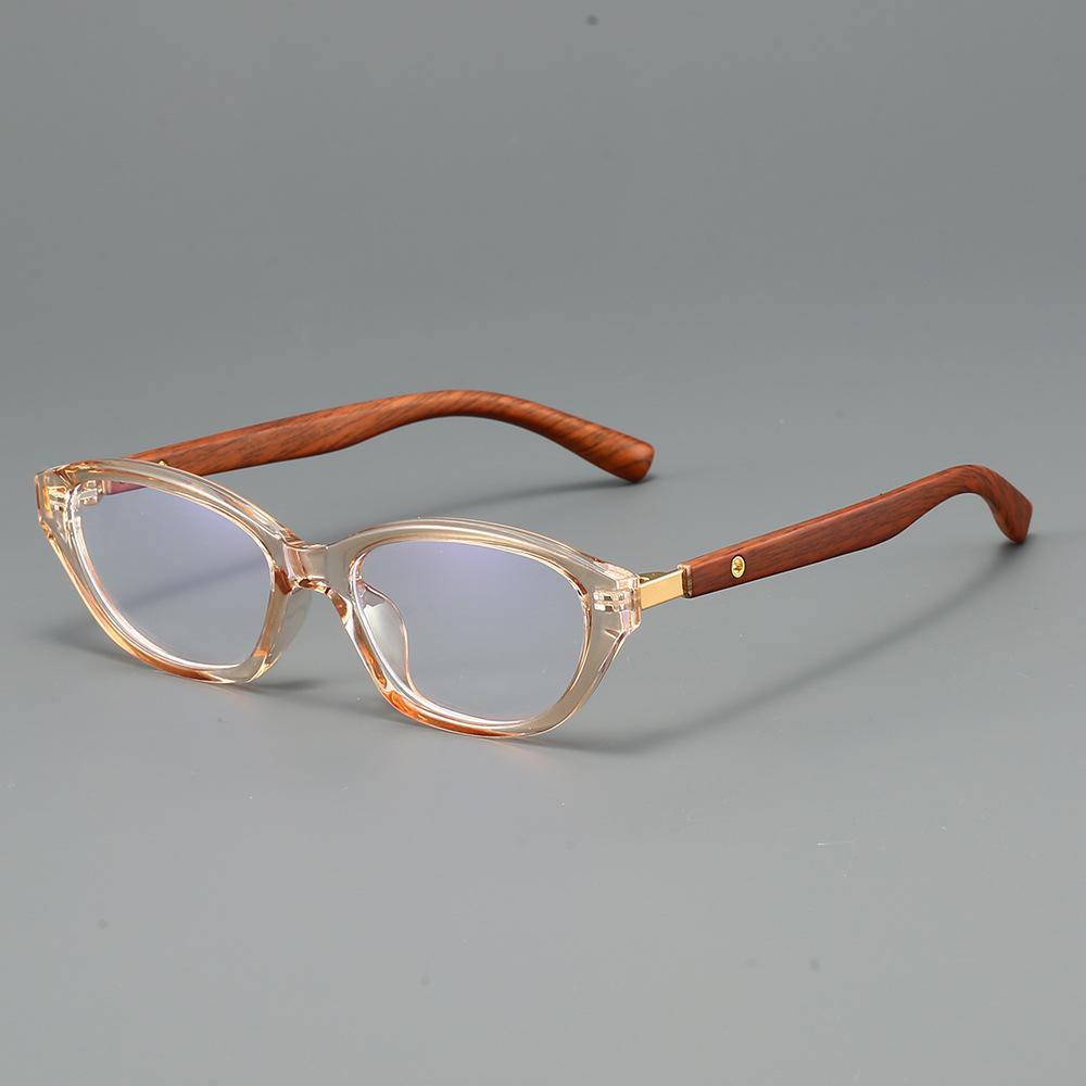 Women'S Imitation Wood Luxury Cat-Eye Reading Glasses Trend High-Definition Comfortable Durable Anti-Blue Eyeglasses 0 To +4.0