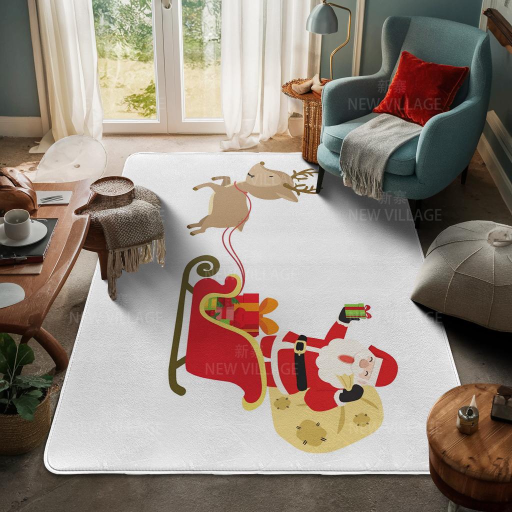 House Entrance Carpet Home Door Mat Living Room Bath Foot Bathroom Non-slip Water Absorption Rugs Bath Merry Christmas Winter